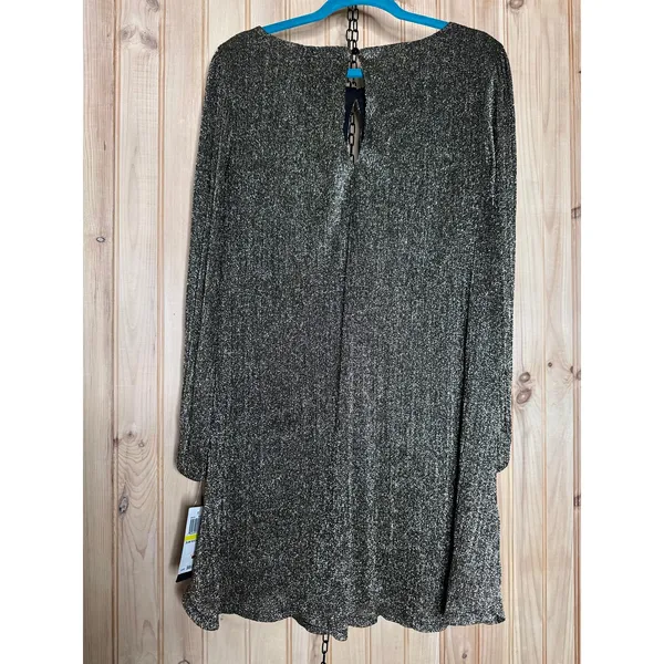 NWT City Studio Black Silver Metallic Shift Dress Glam Bling New Year Size M - Image 5