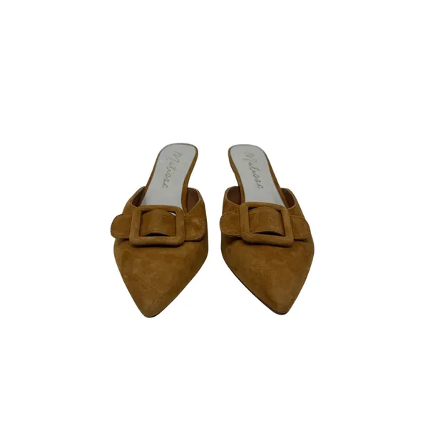 Matisse Layover Suede Buckle Kitten Heel Mule Pumps Cognac Brown Size 7.5 - Image 5