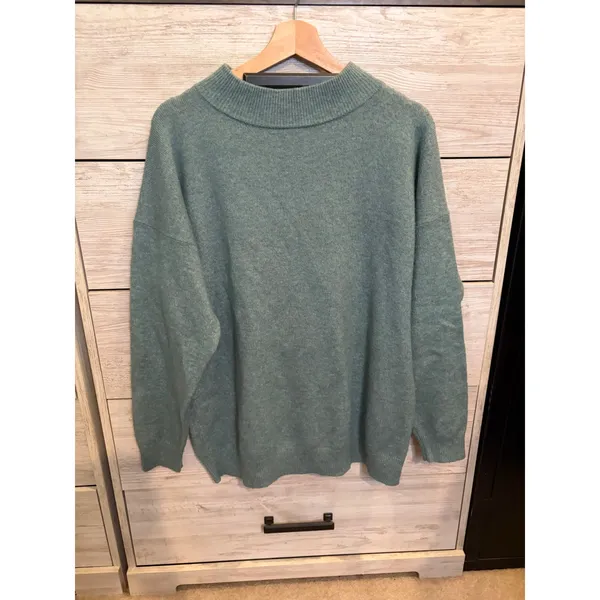 A New Day Sage Green Mock Neck Oversized Pullover Sweater Small - Image 4