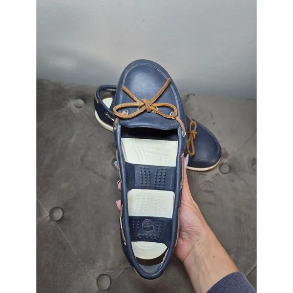CROCS Navy Beach Boat Shoes Lightweight Sandals Slip On W 7 - Image 9