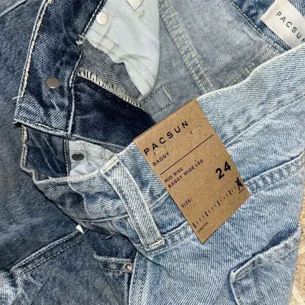 Pacsun Blue Baggy Fit Wide Leg Two Tone Jeans(Size 24) - Image 8