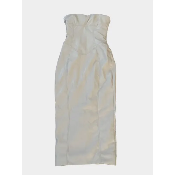 NEW House of CB Camilla Ivory Vegan Leather Strapless Dress Size XS - Image 12