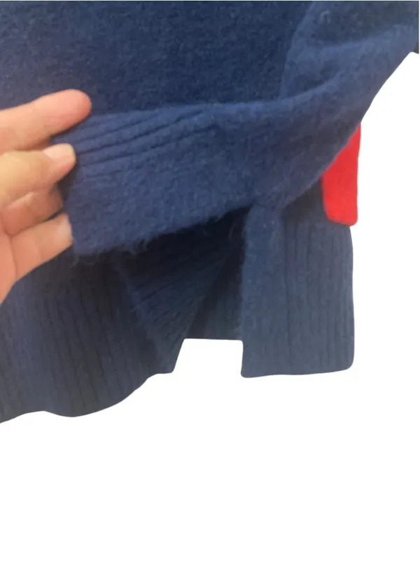 ZARA Navy Blue Cropped Knit Sweater Size S Wool Blend Soft Boxy Pullover - Image 10