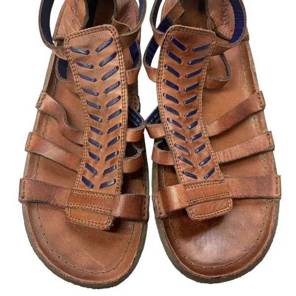 Kickers Women's Brown Leather Gladiator Sandals‎ Back Zip Strappy Retro Boho 41 Size 9 - Image 8