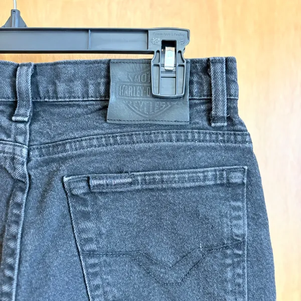 Harley Davidson Straight Leg Jeans Womens 6L‎ Black Faded Biker Moto 99015-05VL - Image 3