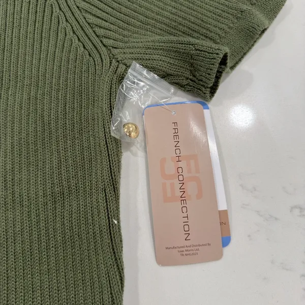 French Connection Sage Green Ribbed Midi Dress - Image 6