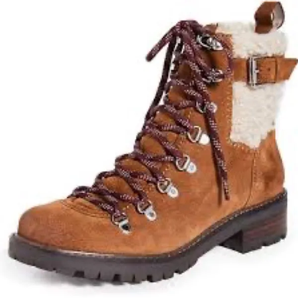 Sam Edelman Brown Tenlee Suede‎ Sherpa Hiker Winter Boots Size 8 B61 - Image 2