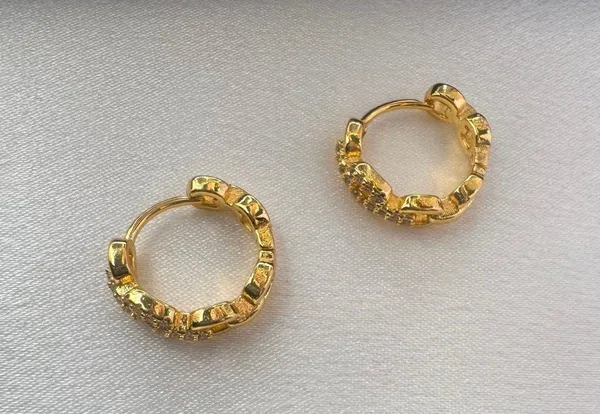 17mm Small Hoop Earrings for Women Yellow Gold Color - Image 3