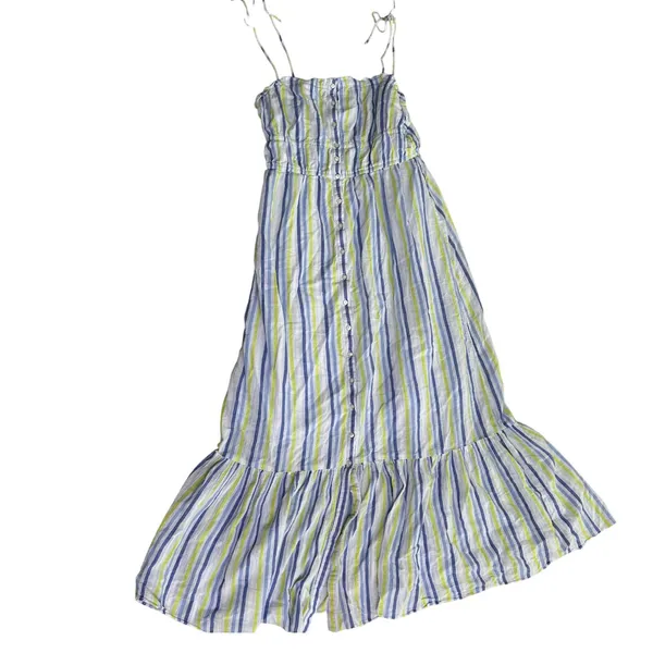 Aerie $78 breezy button down maxi dress beach‎ boho tiered coastal 2022 medium - Image 3