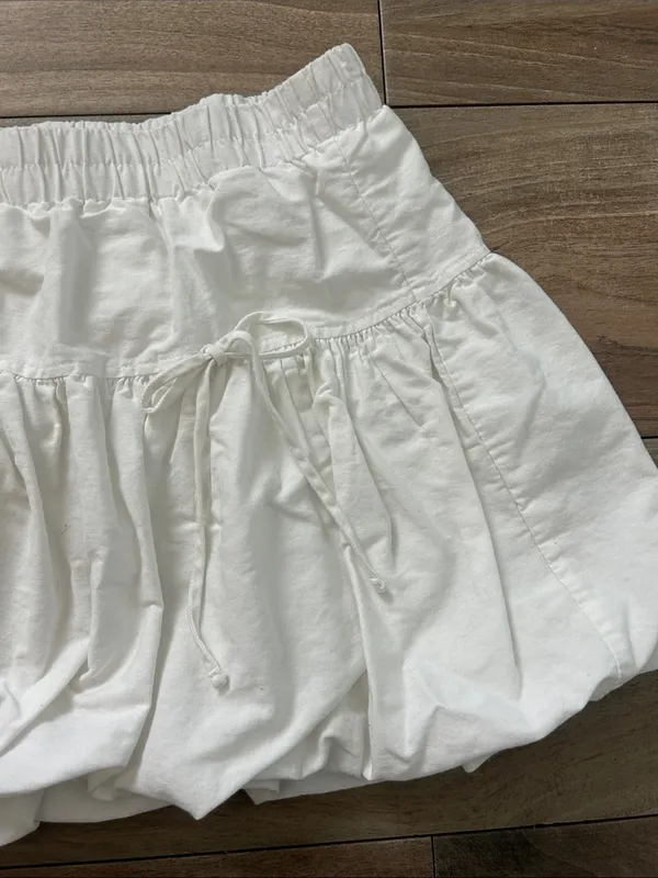 No Boundaries White Bubble Skirt with Ruffle Trim & side bows - Image 3