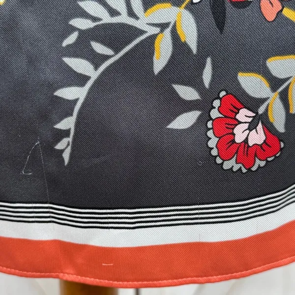 Loft Floral‎ Satin Faux Wrap Scarf Skirt Grey Coral Medium - Image 7