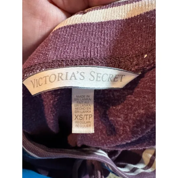 Victorias‎ Secret Purple Jogger Sweatpants XS Striped Waistband Lounge Pants - Image 4