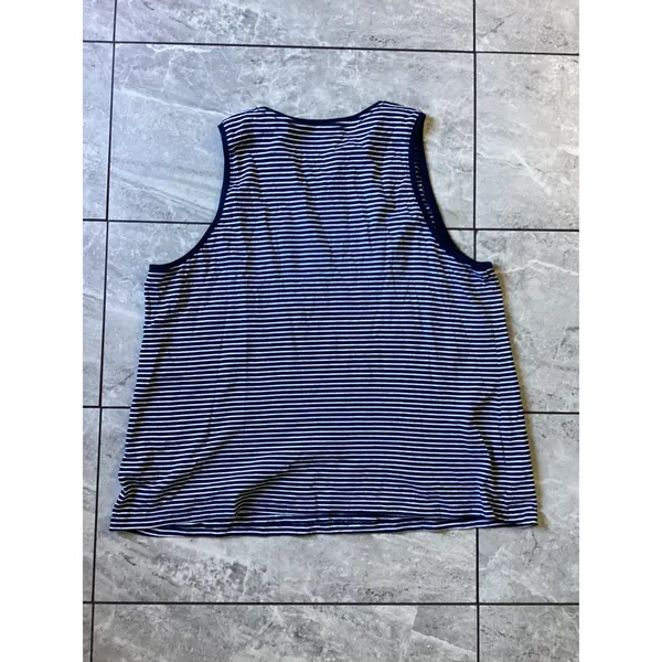 Pact Organic Cotton Striped Tank Top Navy Blue White XXL Sleeveless Crew Neck - Image 5