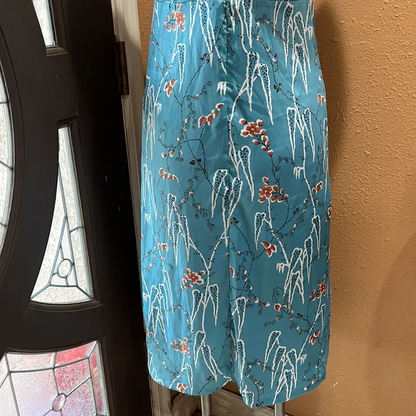 Zara light blue floral deep v neck dress - Image 9