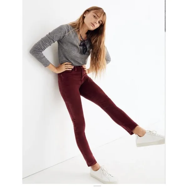 Madewell Women' 10" High Rise Skinny Jeans Velvet Red Sz 35P - Image 3