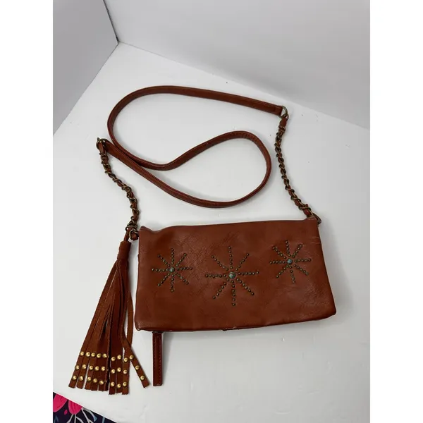 Shyanne Bohemian Western Style Crossbody Bag Leather Grommet Design Tassel - Image 3