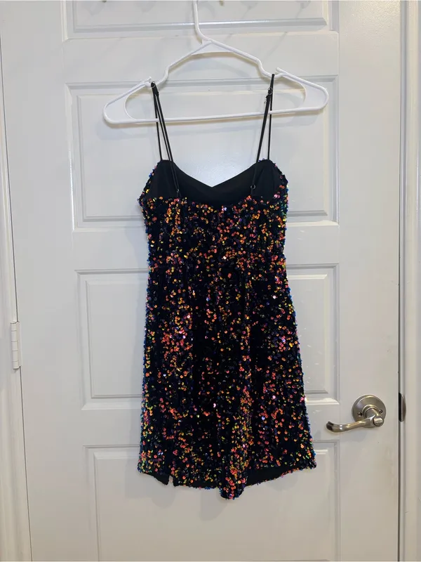 Hello Molly Multicolor Sequin Mini Dress Black Size XS US 2 - Image 3