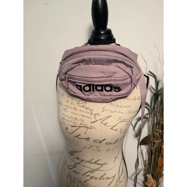 Adidas Waist Bag Fanny Pack Mauve Pink Black Logo Adjustable Strap Travel‎ Bag - Image 2