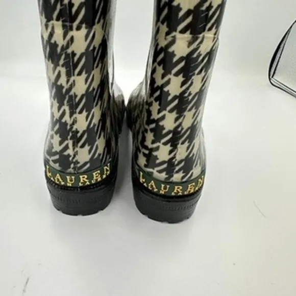 Lauren Ralph Lauren Houndstooth Tall‎ Rain Boots Women's Size 6 Classic Timeless - Image 8