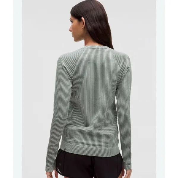 Lululemon Women Rest Less Pullover Ribbed, teal blue‎ / green Size 12 - Image 6