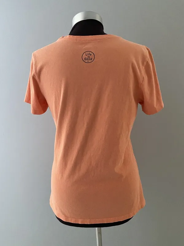 Life is Good Crusher Tee Size S Orange UNPLUG Shirt Beach Relax Ocean Vacation - Image 6