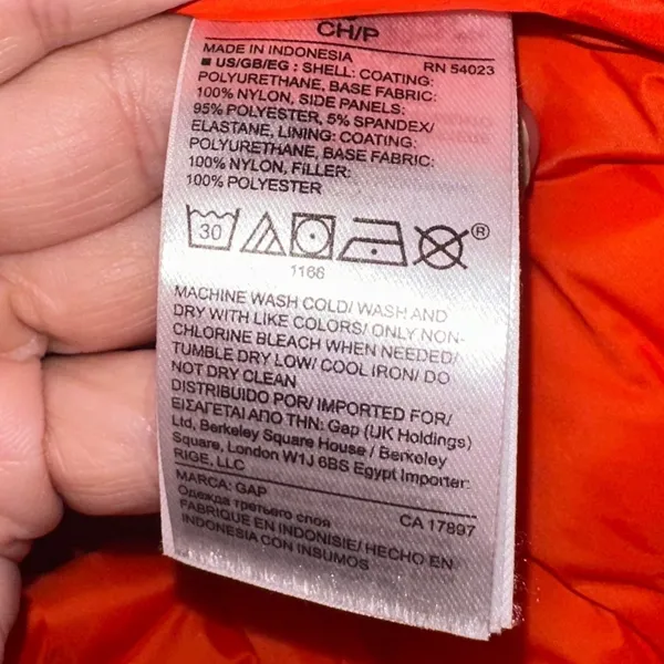 GAP Puffer Vest Women's Small Orange Quilted Lightweight Full Zip - Image 4