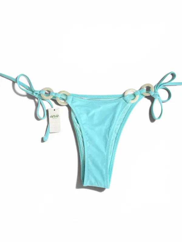 Aerie Light Blue Side-Tie Bikini Bottom Ring Detail Size XS - Image 2