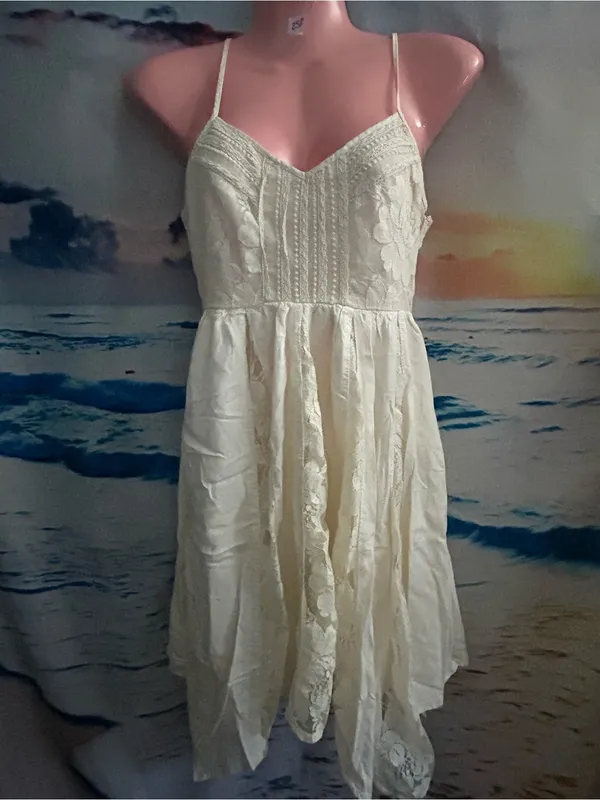 American Eagle Ivory Lace Spaghetti Strap Summer Dress SZ 0 - Image 3