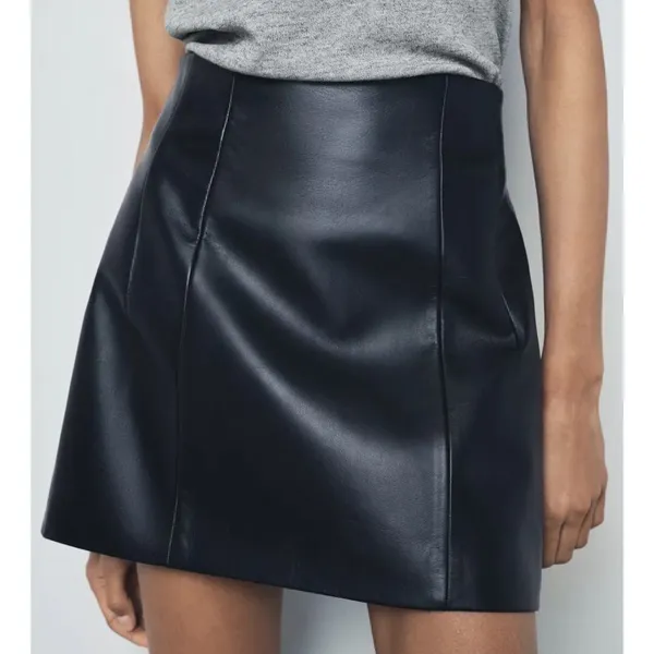 Zara Faux Leather High Waist Black Mini Skirt Moto Whimsygoth Edgy Goth Size M - Image 2