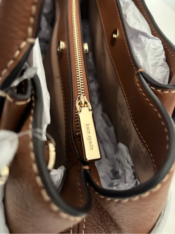 New kate spade New York Large Brown Dumpling Pebble Leather Satchel - Image 7