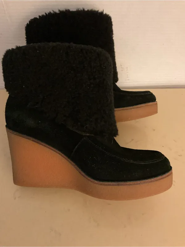 UGG women Black Suede sheepskin Wedge Coldin boots US 9.5 - Image 2