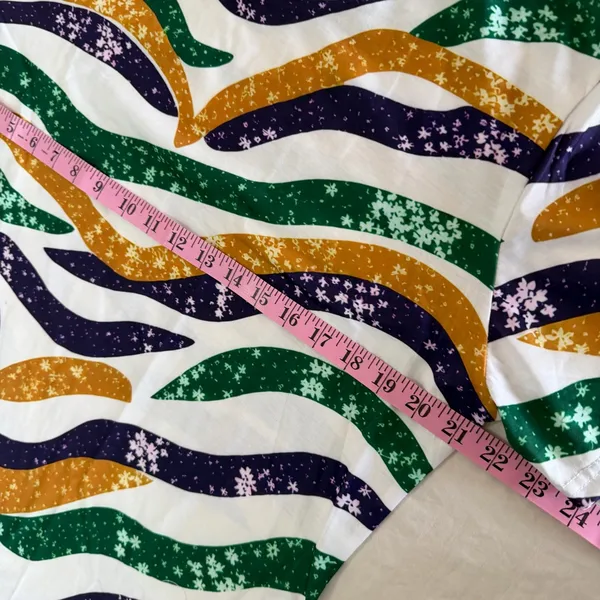 Women's NEW Purple Green Gold Striped Short Sleeve Tee Size XL #260484 - Image 3