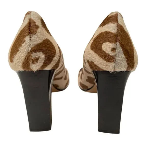 Kate Spade NY Cow Print Block‎ Heel Pump Women’s 9 Calf Hair Italy Tan Brown - Image 7
