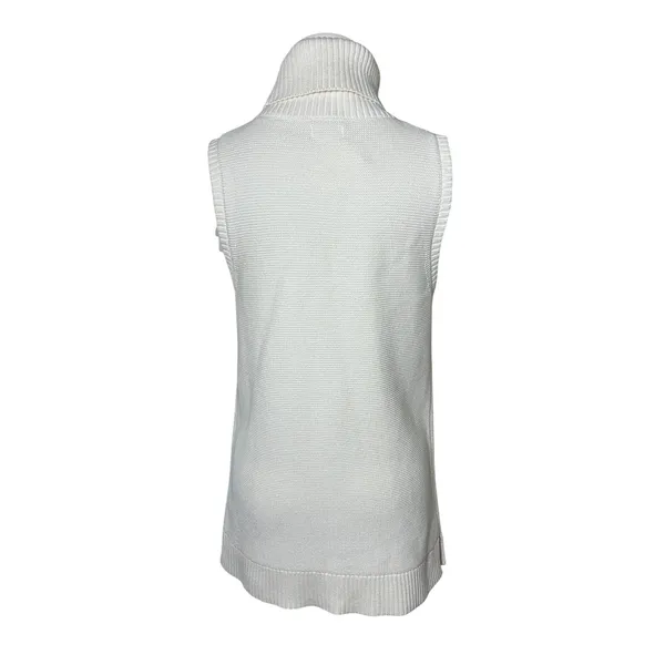 Crew Ivory Cotton Knit Sleeveless Turtleneck Sweater Side Slit Size S - Image 3