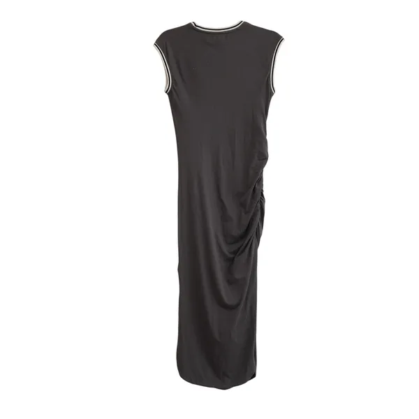 Daily Practice Grey Midi Dress Side Ruched Striped Trim Slit Athletic Athleisure - Image 8