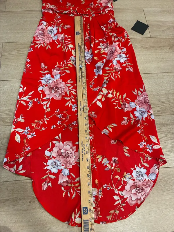 NWT Lulus Women’s My Favorite Day Red Floral Tulip Skirt Midi Dress Size S - Image 5