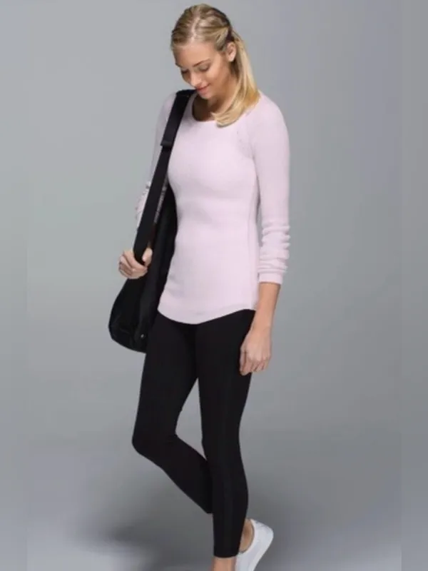 Lululemon Cabin Yogi Long Sleeve Light Pink Sweater Knit Top US 2 Cashmere Mix - Image 2