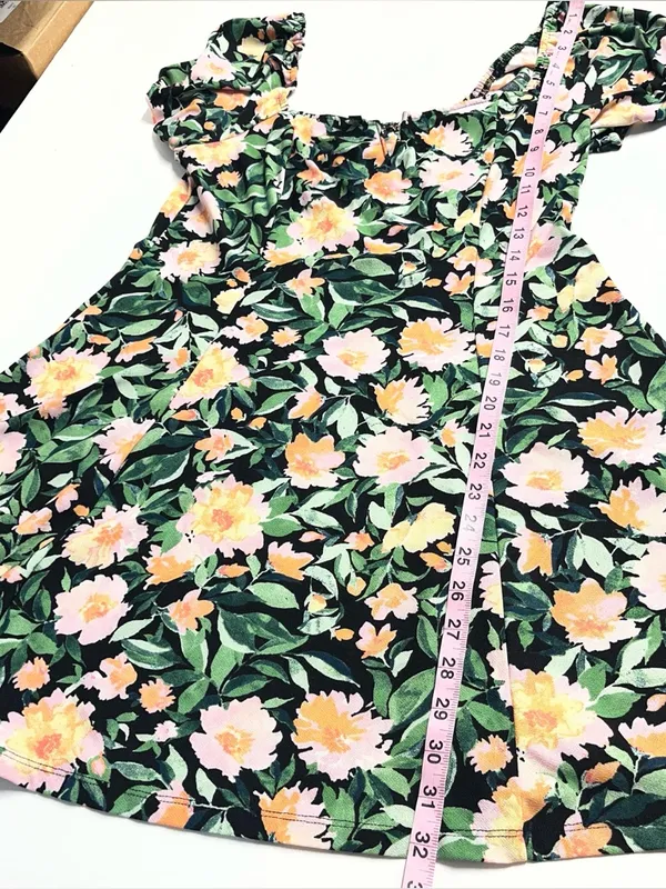 Lila Rose Floral tropical mini dress‎ dark floral stretchy sleeves large beach imperfect - Image 12