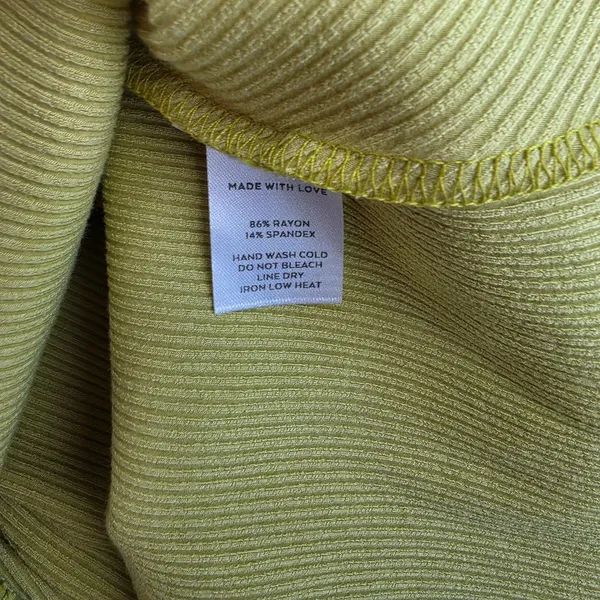 Lulus NWT Chartreuse Green One Shoulder Ribbed Ruched Midi Dress LD5016 Womens L - Image 5