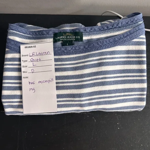 Lauren Ralph Lauren Striped Top Blue‎ Large - Image 13