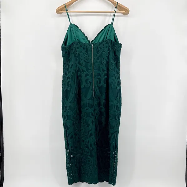Bardot Gia Lace‎ Midi Dress Forest Green V-Neck Spaghetti Strap Womens Size 10/L - Image 6