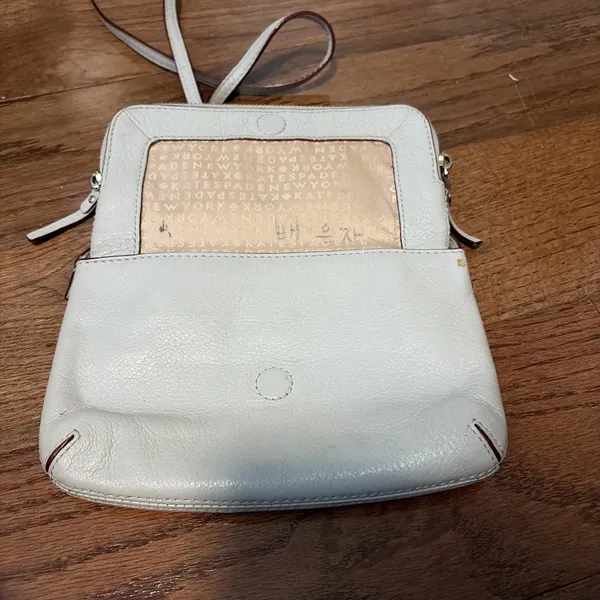 Kate‎ Spade Crossbody Bag Pebbled Leather Gray Zipper Flap Small Preppy Chic - Image 5