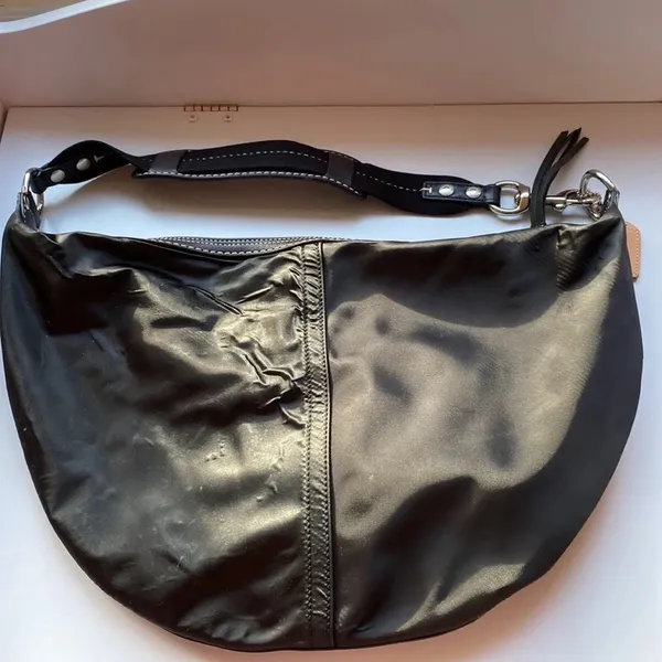 COACH Nylon Shoulder‎ Bag Leather shoulder Washable Wipeable Black No L04J-1892 - Image 8