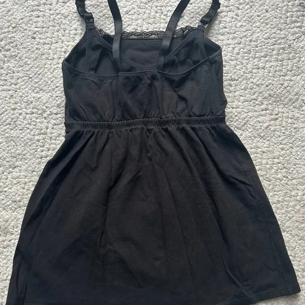 black A-line nursing tank with snap straps womens size medium - Image 3