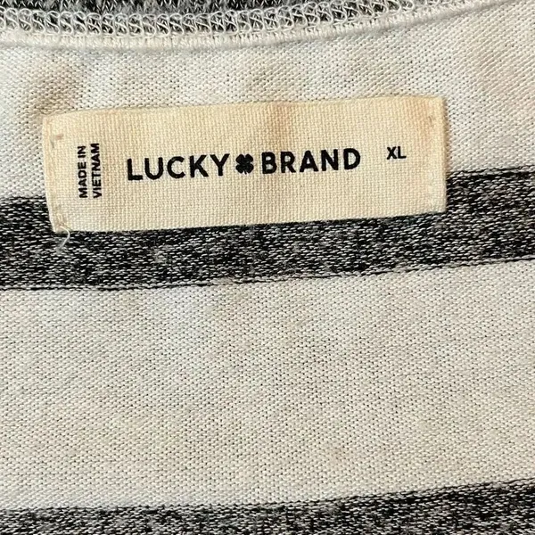 Lucky Brand Gray White Striped Crew Neck Long Sleeve XL - Image 7