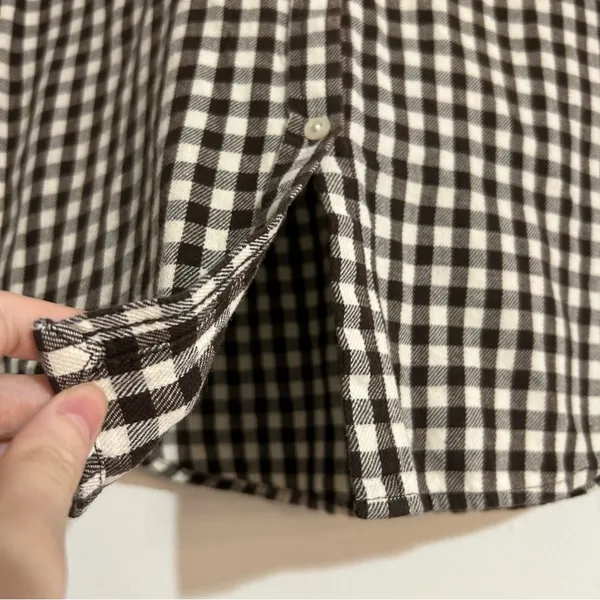 Lauren Ralph Lauren Chocolate Brown Gingham Check Button Up Shirt Small Preppy - Image 4
