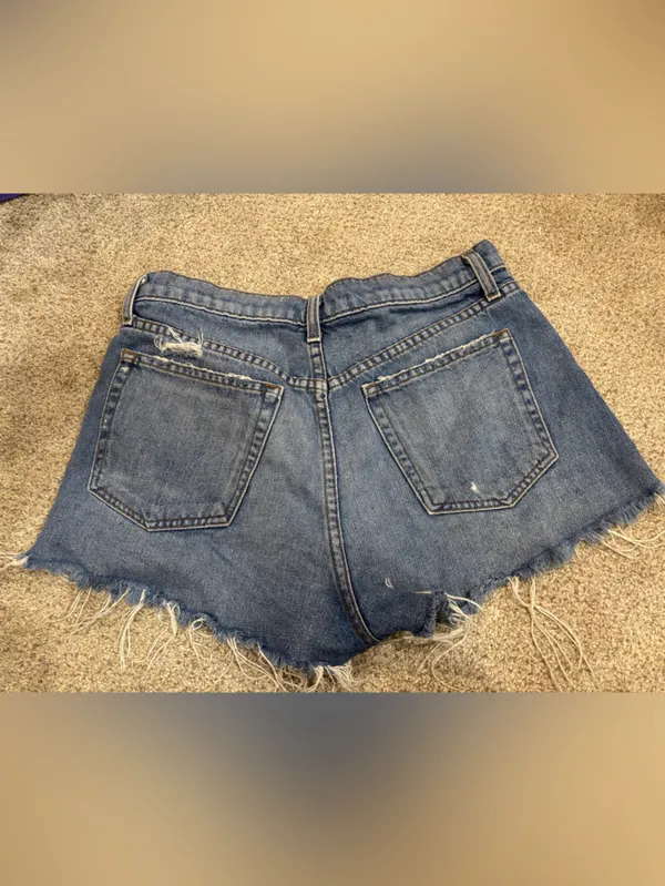 Reformation Size 28 Dixie Jorts High Rise Button Fly Bryce Wash Distressed - Image 5