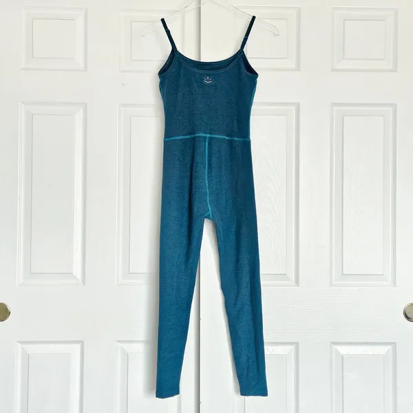 BEYOND YOGA Spacedye Uplevel Midi Jumpsuit Size Small Lunar Teal Heather - Image 8
