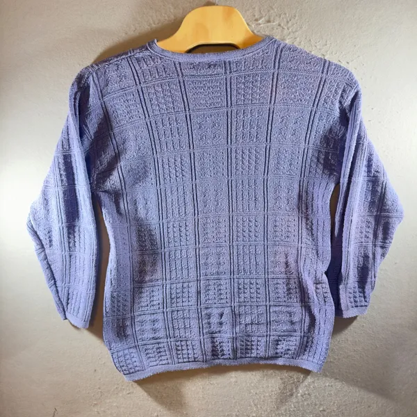 1359 | Vintage Cottagecore Textured Cotton Knit Sweater‎ Lavender USA Women M - Image 2