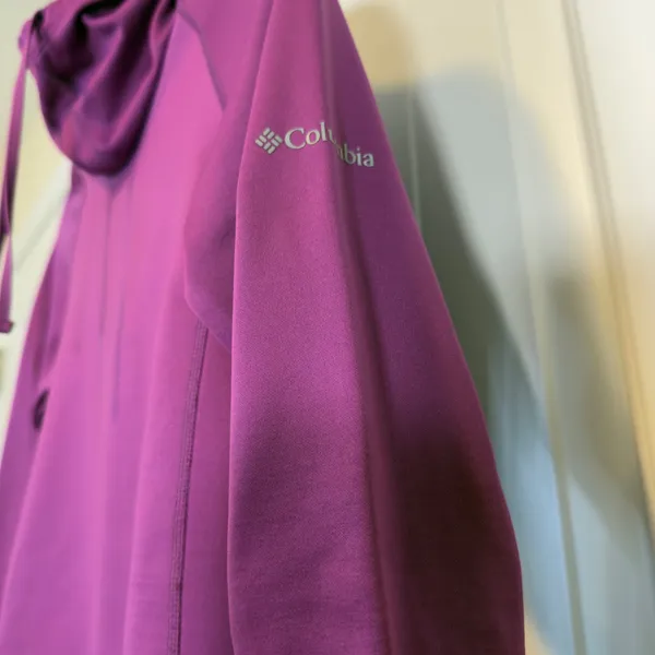 Columbia Womens Omni-Wick Fleece Hoodie Purple Cowl Neck Thumbholes Pullover XS - Image 4